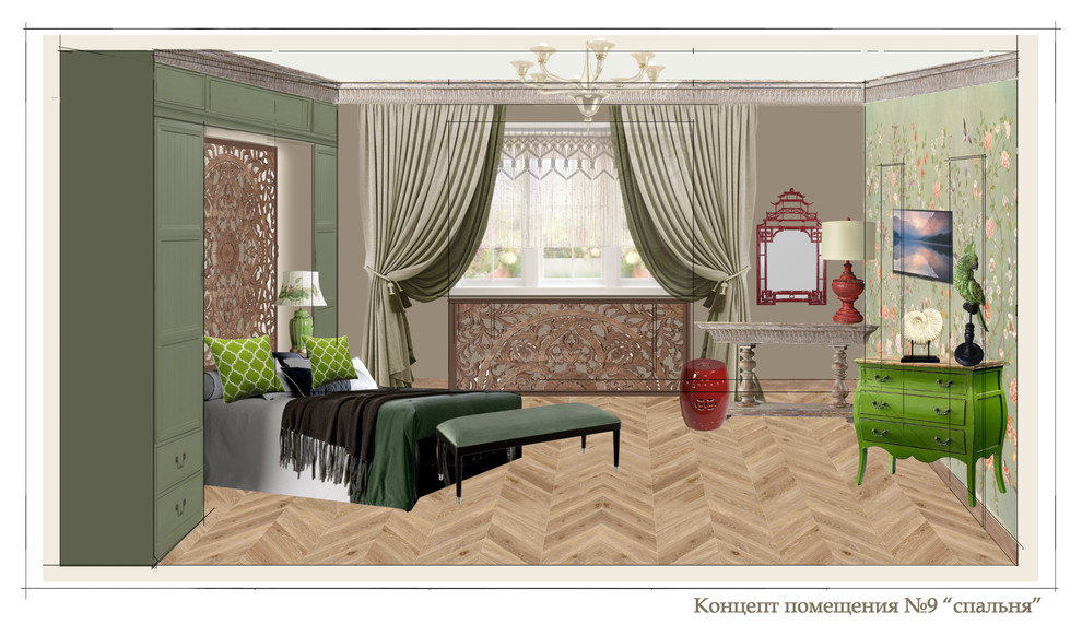Концепт женской спальни в частном доме