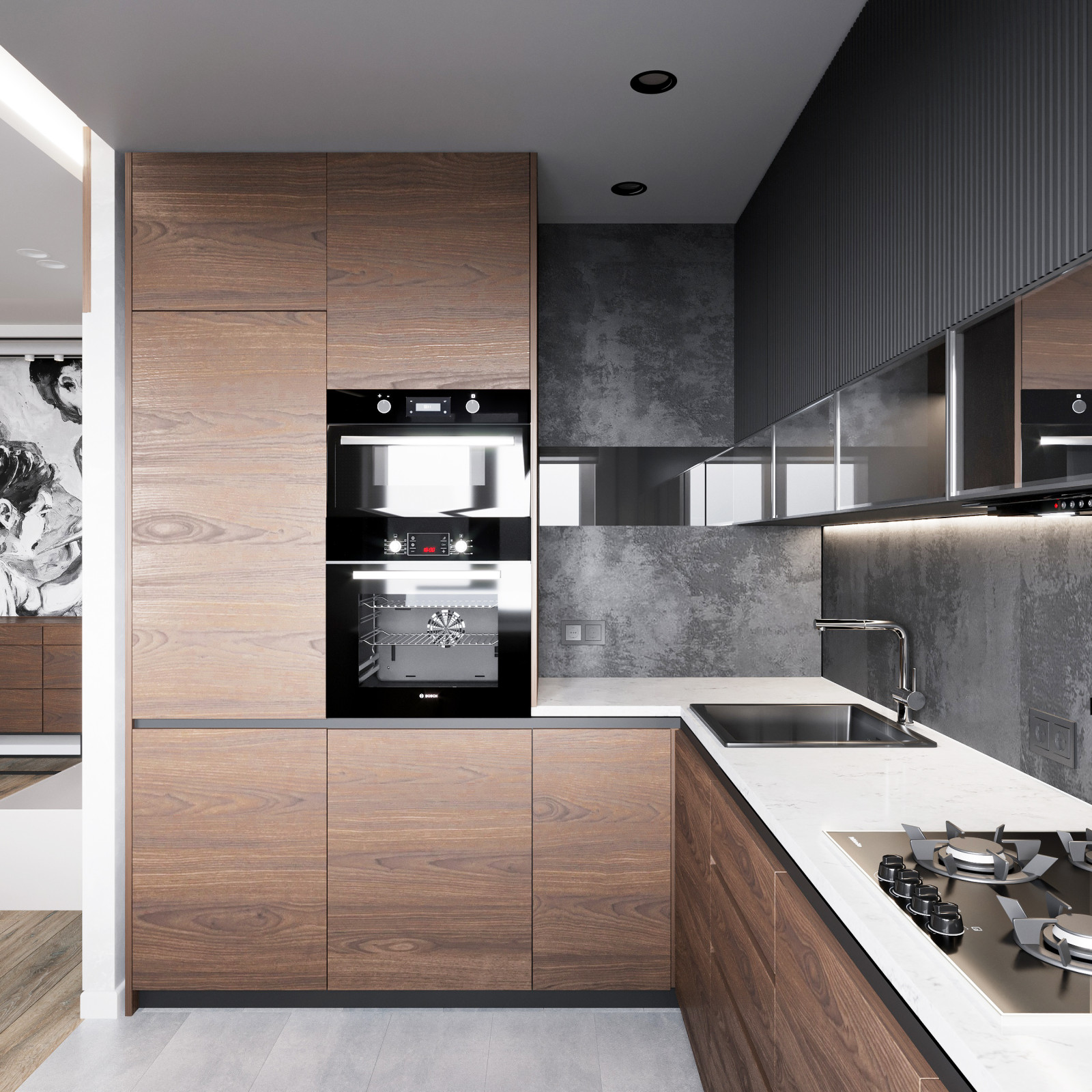 Гостиная-кухня в современном стиле