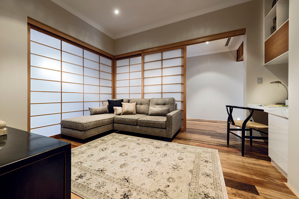 Design ideas for an asian living room in Perth.