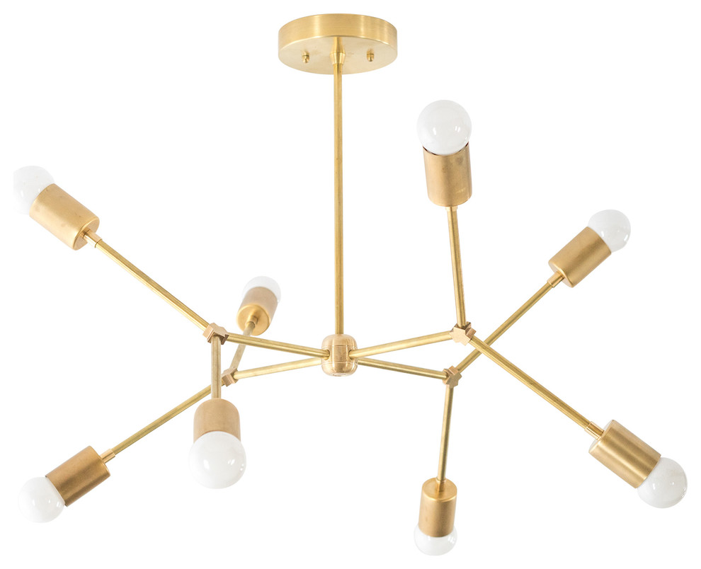 Modern Geometric 18 Bulb Brass Chandelier