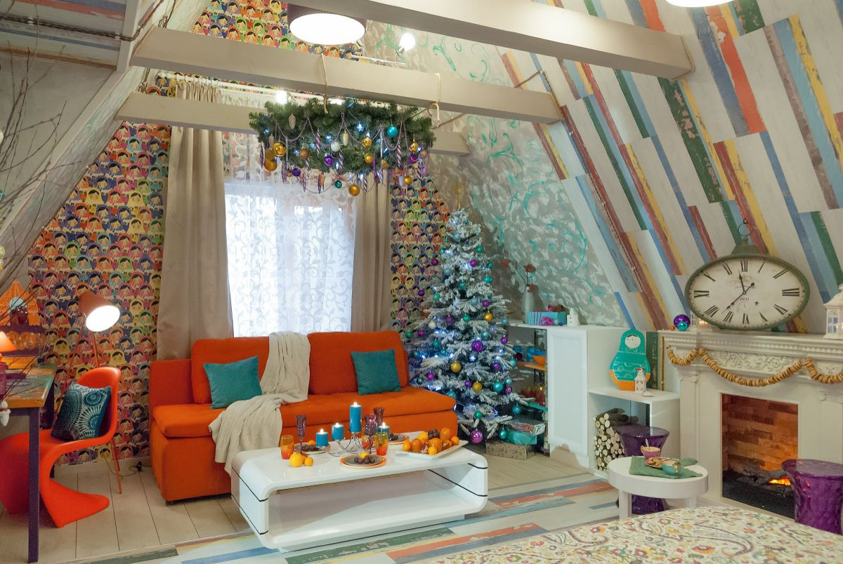 На полу и стене - пробковый замковый пол из коллекции Impuls