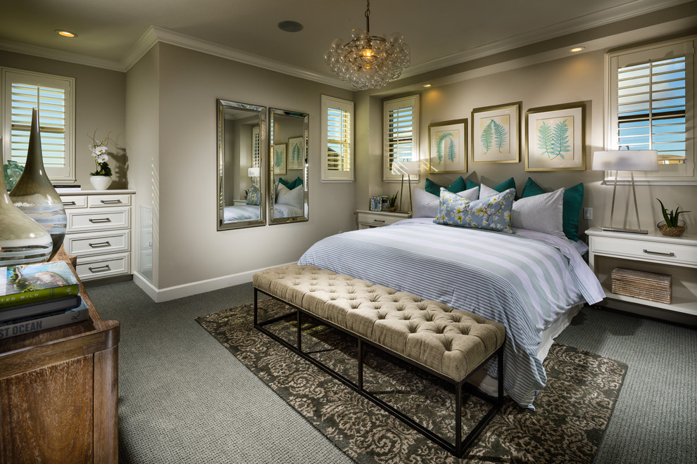 Design ideas for a transitional master bedroom in San Francisco.