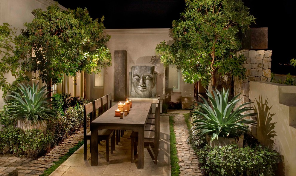 Inspiration for an asian patio in Orange County with no cover.