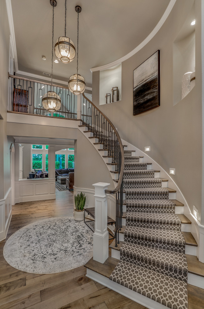 Inspiration for a transitional staircase remodel in Seattle