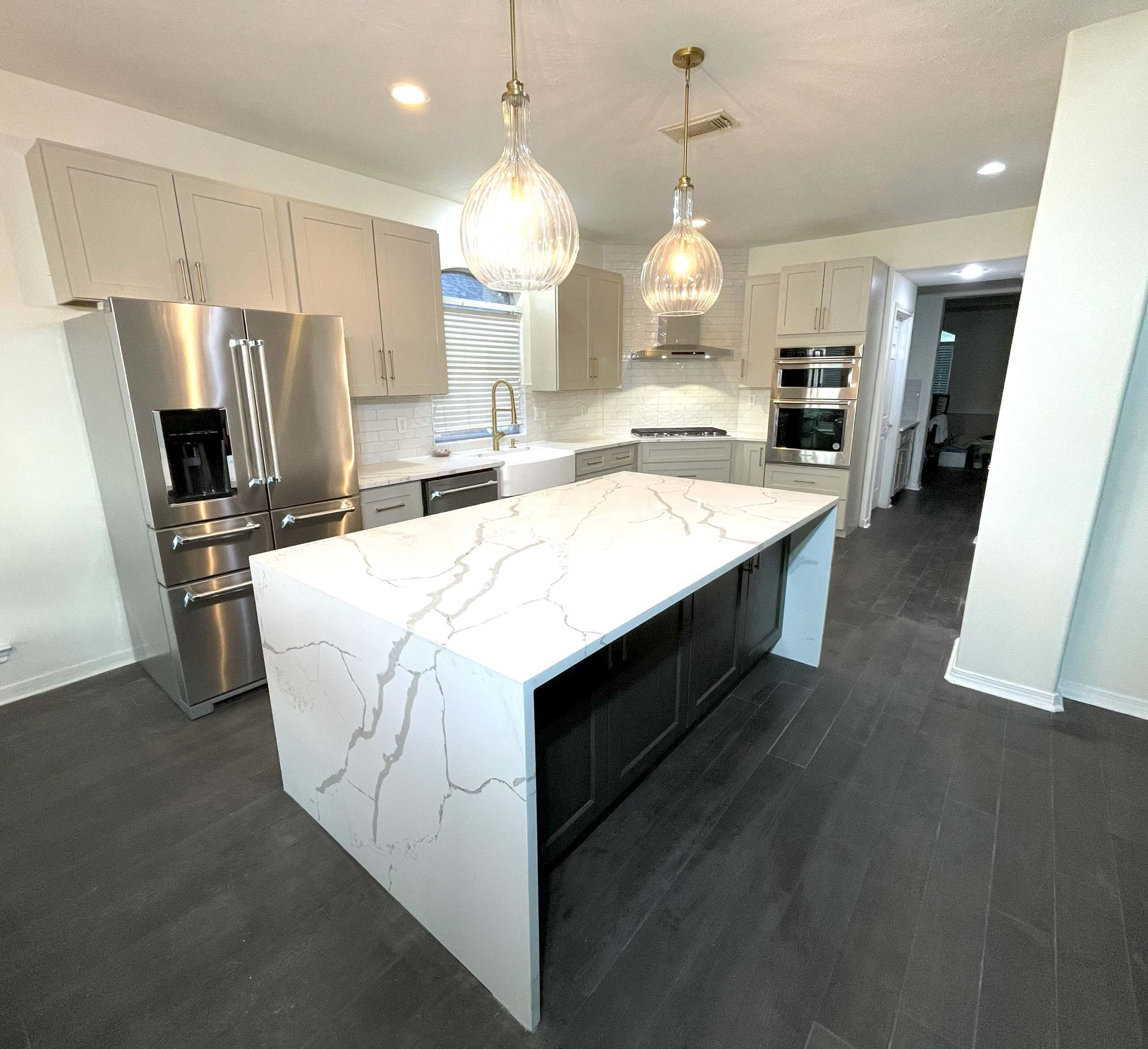 Kitchen Remodeling with waterfall island in Cypress