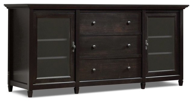 Pemberly Row 71 Tv Credenza In Estate Black Traditional