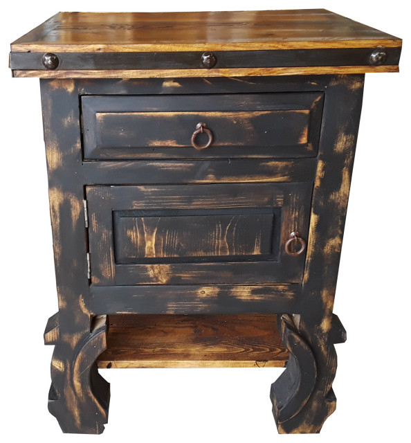 Dealno Rustic Reclaimed Wood Bathroom Vanity Black Wash, 28 X 20 X 32