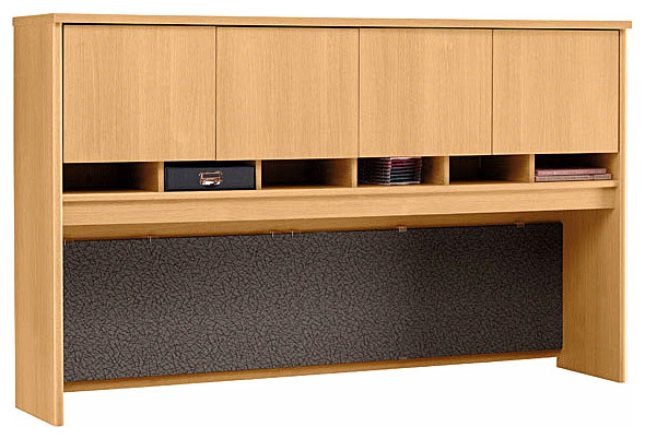 4 Door Hutch In Light Oak For 72 Desk Credenza Series C 4 Door Hutch In Light Oak For 72