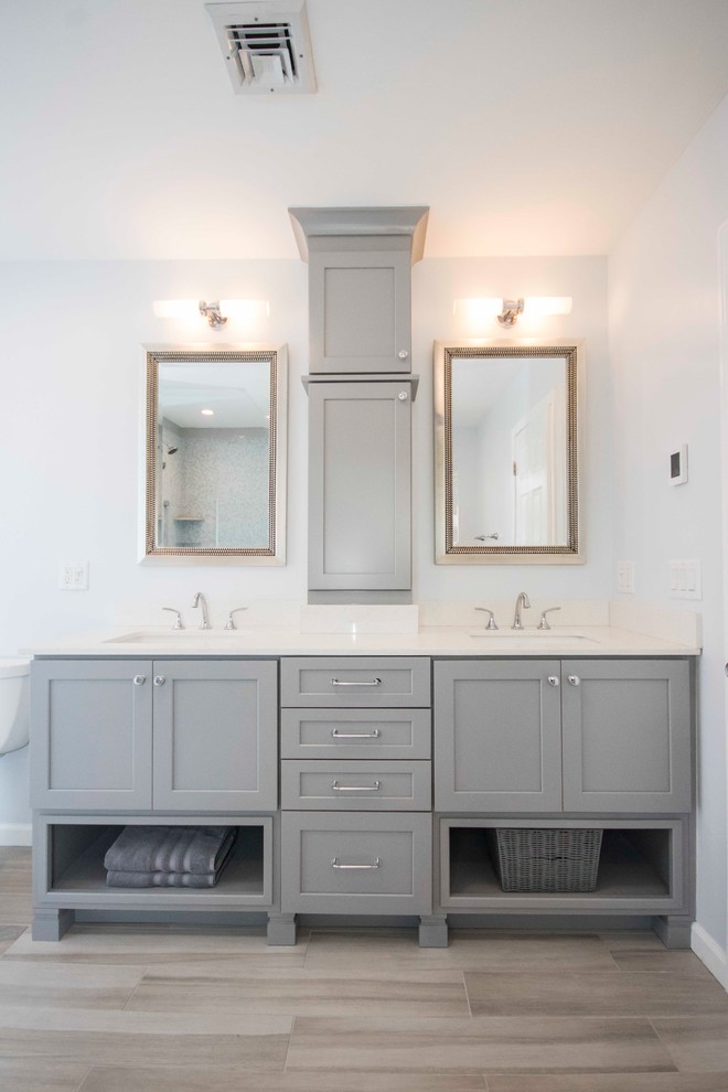Grey and White Master Bathroom Suite, Cranston,MA Modern Bathroom