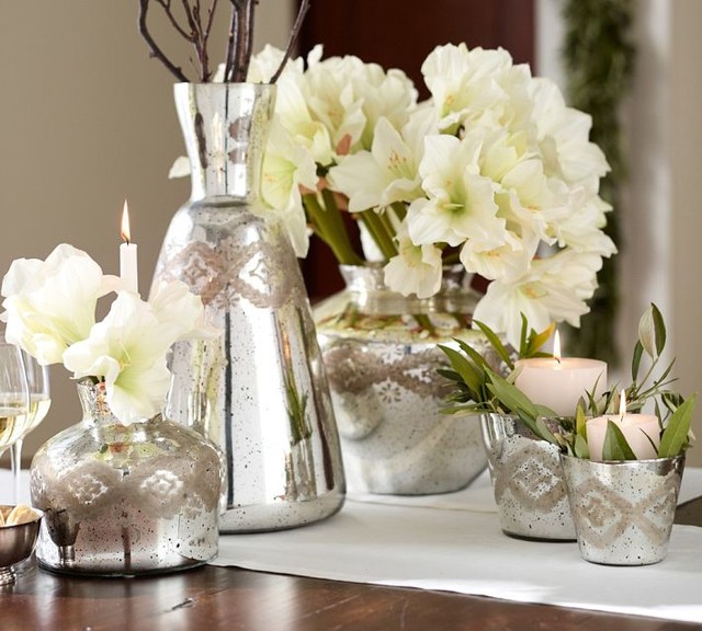 Etched Mercury Glass Vases - Contemporary - Vases - by Pottery Barn