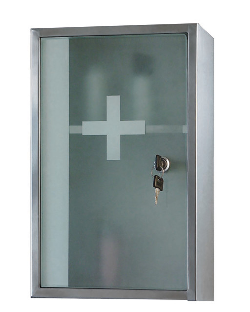 9"W X 15"H Lockable Series Surface Mounted Satin Stainless Steel Cabinet