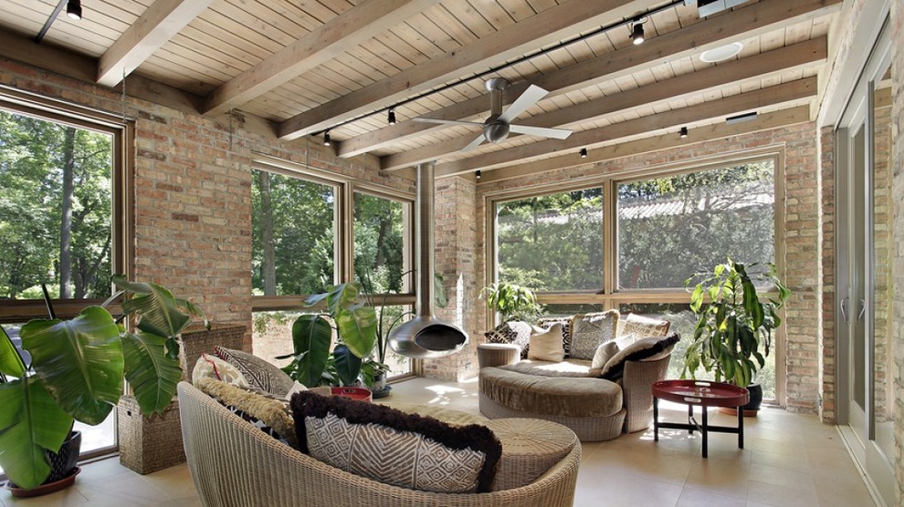 Design ideas for a contemporary sunroom in Other.