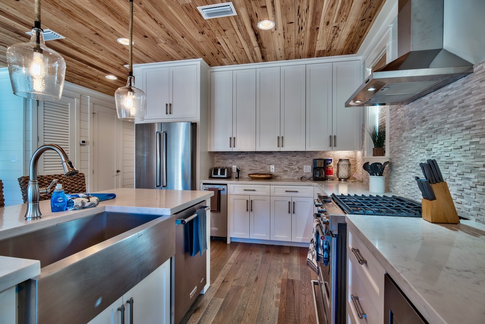 Example of a transitional kitchen design in Miami
