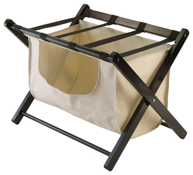 Winsome Wood Dora Luggage Rack With Removable Fabric Basket