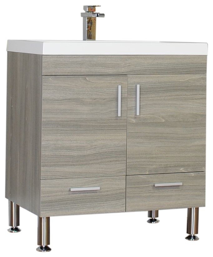Greenville 30" Single Modern Bathroom Vanity, Gray Contemporary