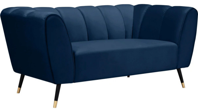 Mattie Velvet Loveseat Navy - Midcentury - Loveseats - by Home Deco ...