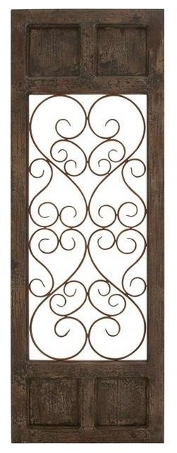Classic Wood and Metal Wall Panel, Dark Brown