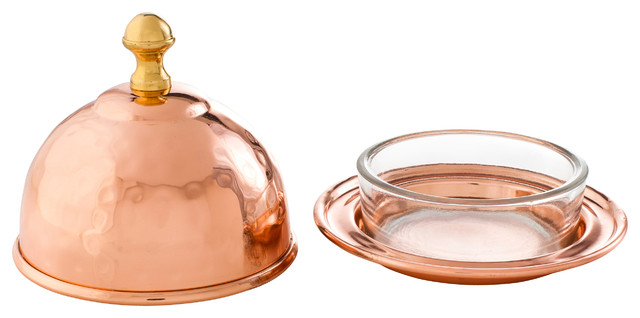 hammered copper butter dish