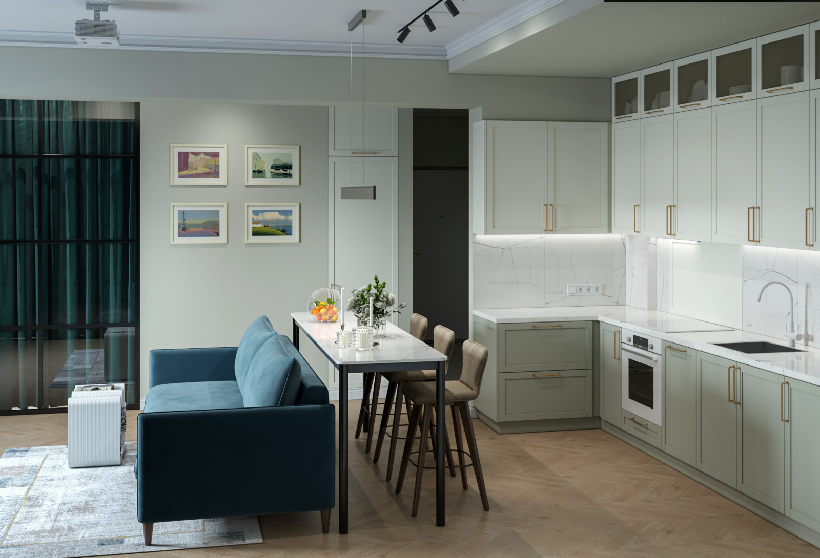 Квартира в стиле "Эклектика" г. Москва  . 64 кв.м.