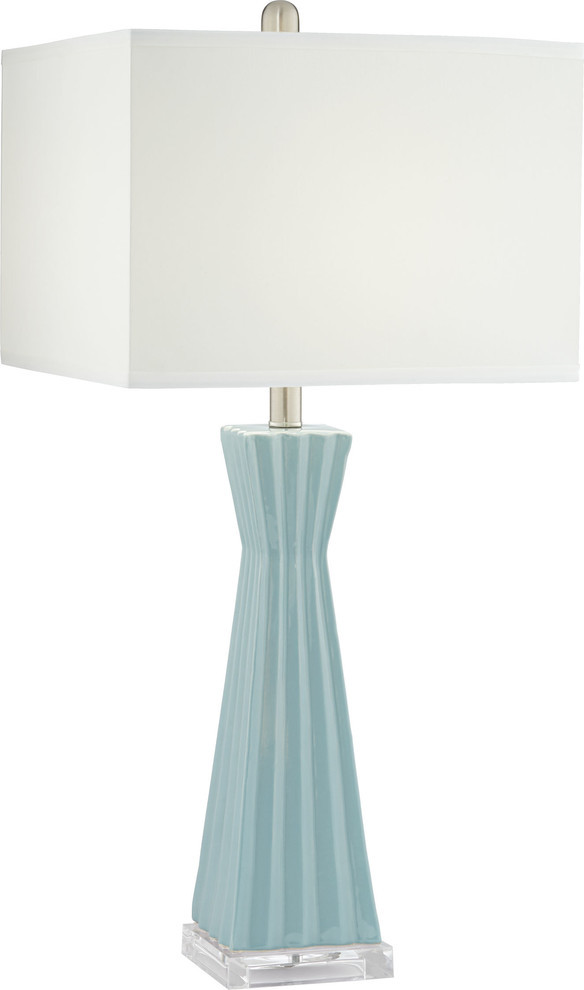 Square Column Ceramic Table Lamp Seafoam