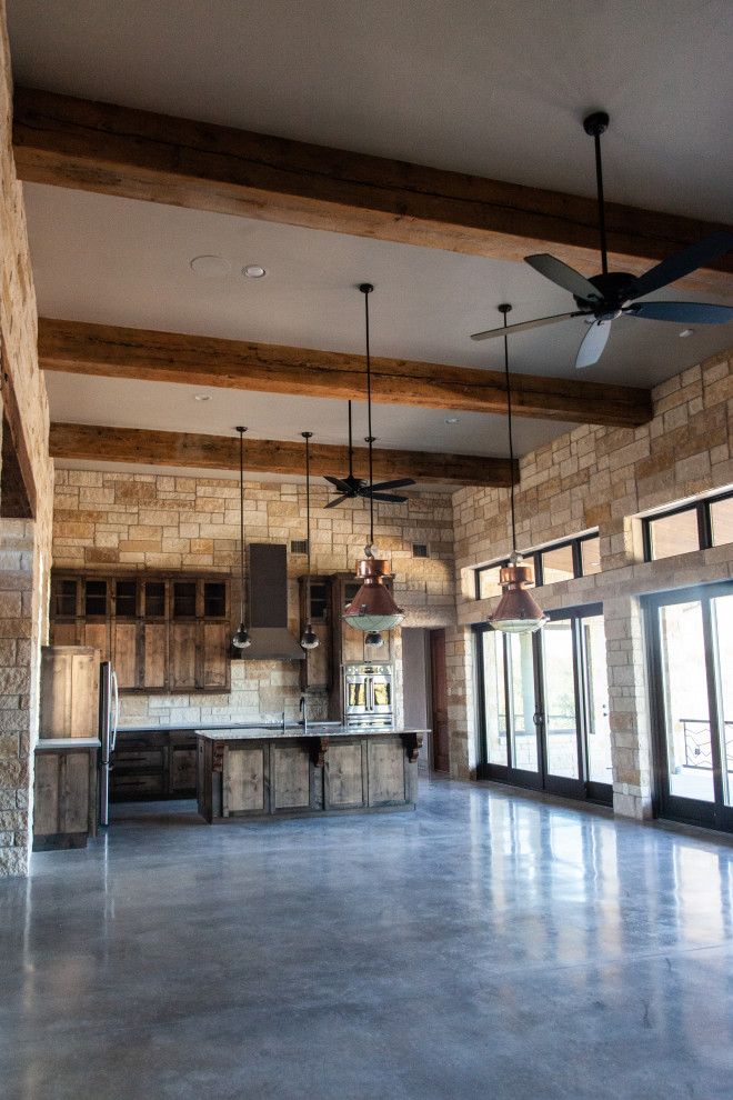 Mountain style dining room photo in Austin