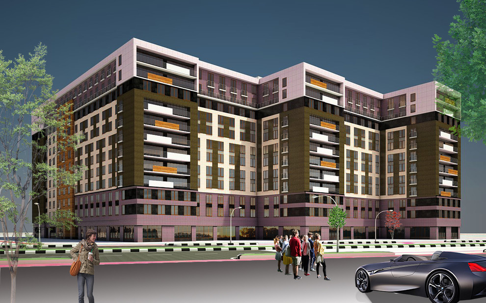 Эскизный проект фасадов многоэтажного жилого дома