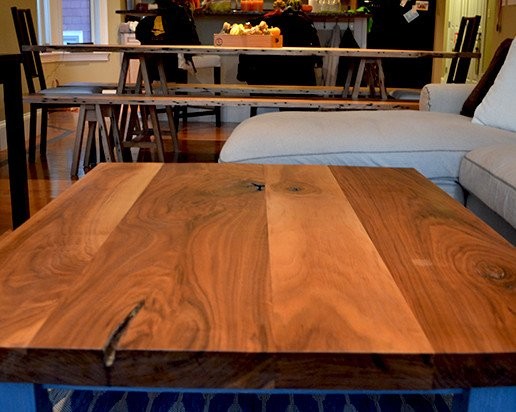 Example of a mid-sized mountain style open concept medium tone wood floor home design design in Orange County