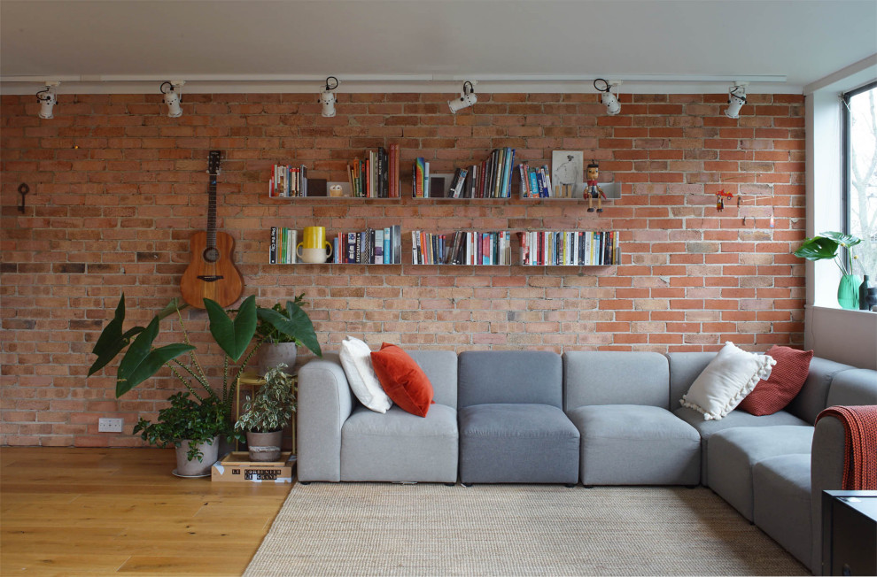 Design ideas for an industrial living room in London.