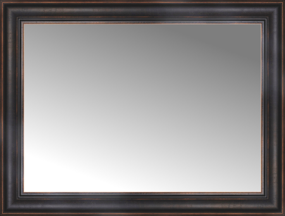 34"x26" Custom Framed Mirror, Aged Bronze