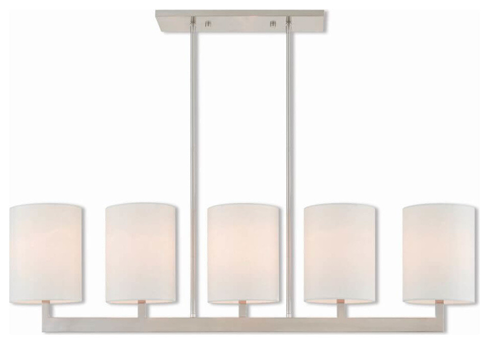 5Light Brushed Nickel Linear Chandelier Transitional Chandeliers by Designer Lighting and