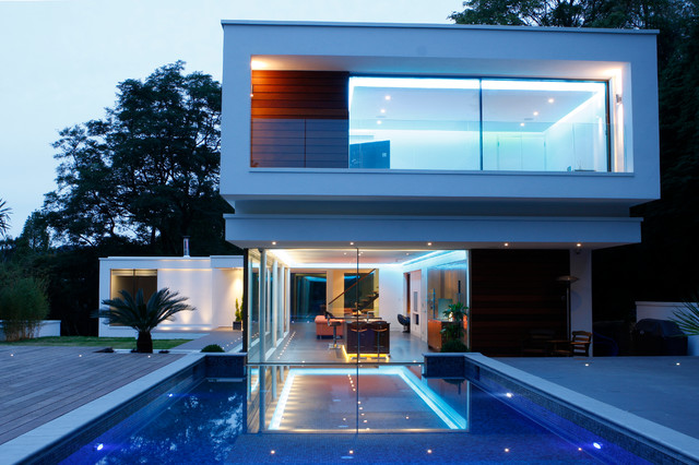 White Lodge contemporain-facade