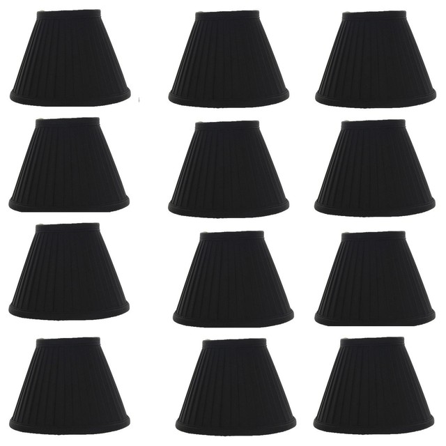 Silk Side Pleat 5 Black With Gold Chandelier Shade Mini Clip On