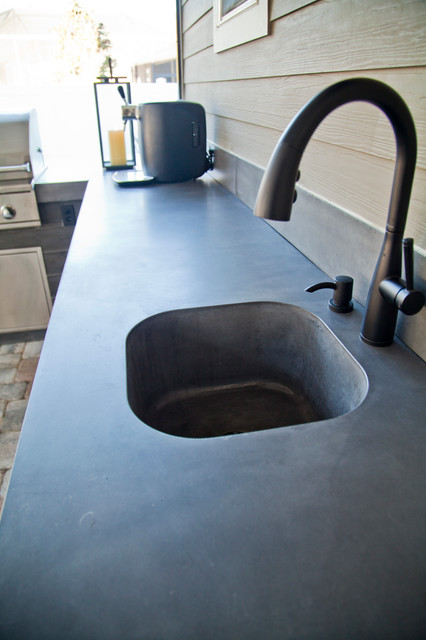 Smooth Finish Concrete Countertop W Integrated Sink Modern