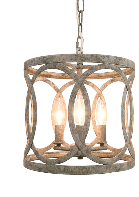 Chatrie Gray French Country Drum Pendant 12 Round Chatrie Gray French Country Drum Pendant 12 Round