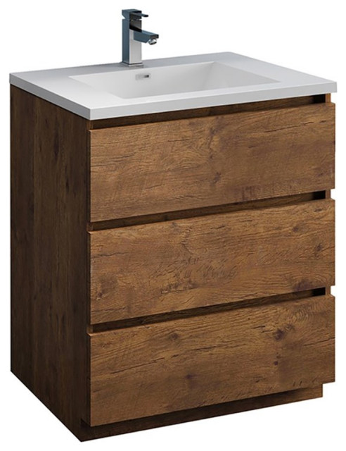Fresca Lazzaro 30" Modern Wood Bathroom Cabinet with Integrated Sink in ...
