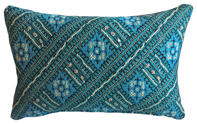 Aqua Medallion On Turquoise And Tan Robert Allen Decorative Lumbar