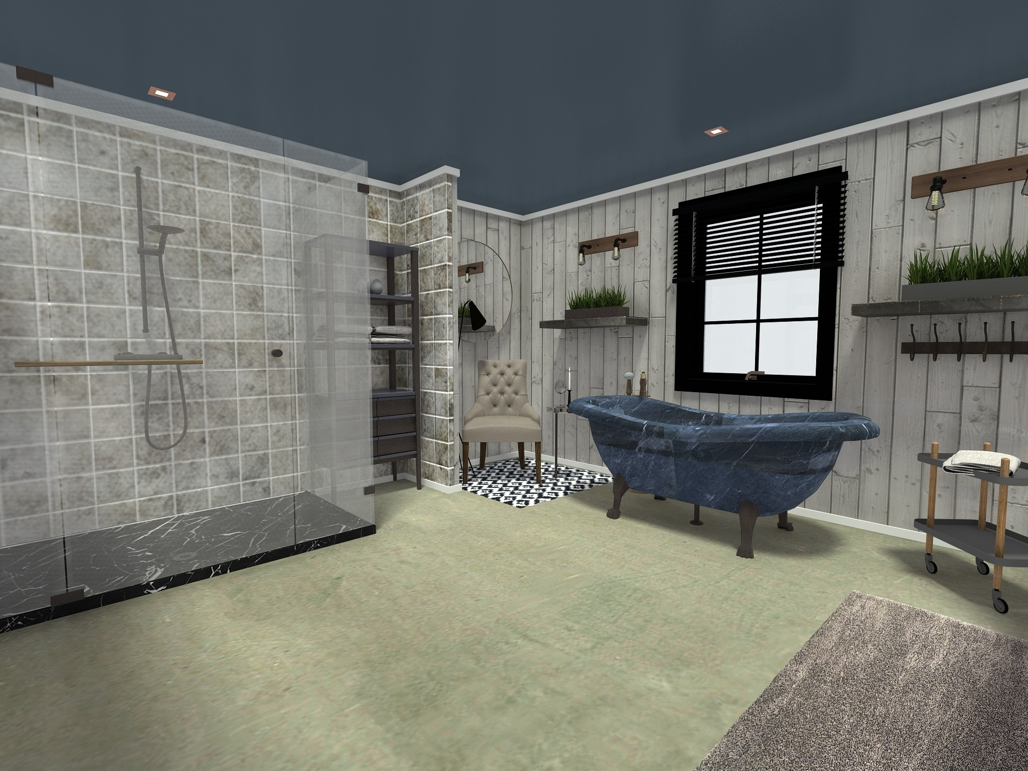 Renderings: Industrial Bathroom