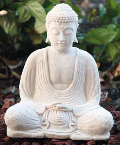 White Stone Buddha Statue - Traditional - Garden Statues And Yard Art ...