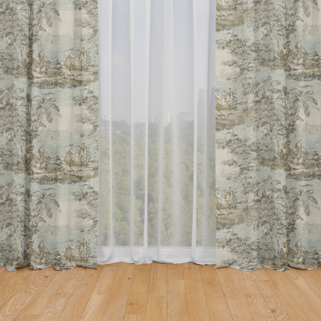 Rod Pocket Curtain Panels Bosporus Flax Toile Tropical