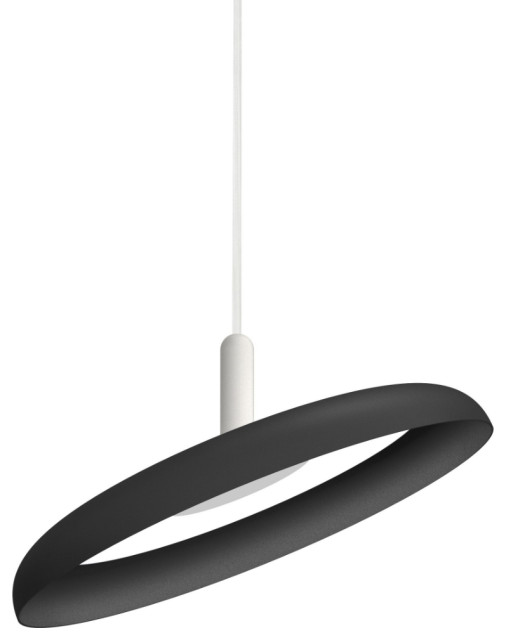 Pablo Designs Nivél Pendant, Black/White Cord, 15"