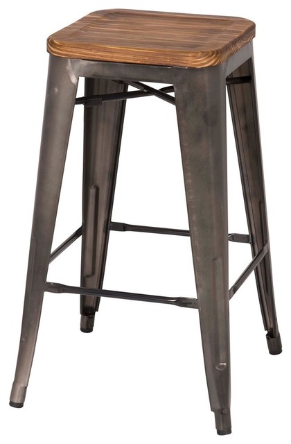 Grand Metal Counter Stools, Set of 4, Gunmetal