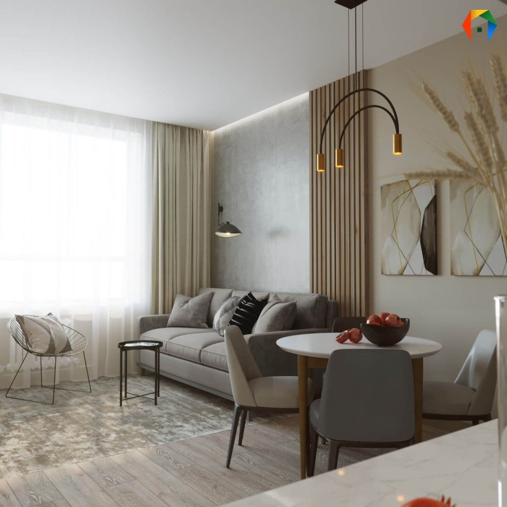 Серебрякова. Дизайн-проект трешки с кухней-гостиной