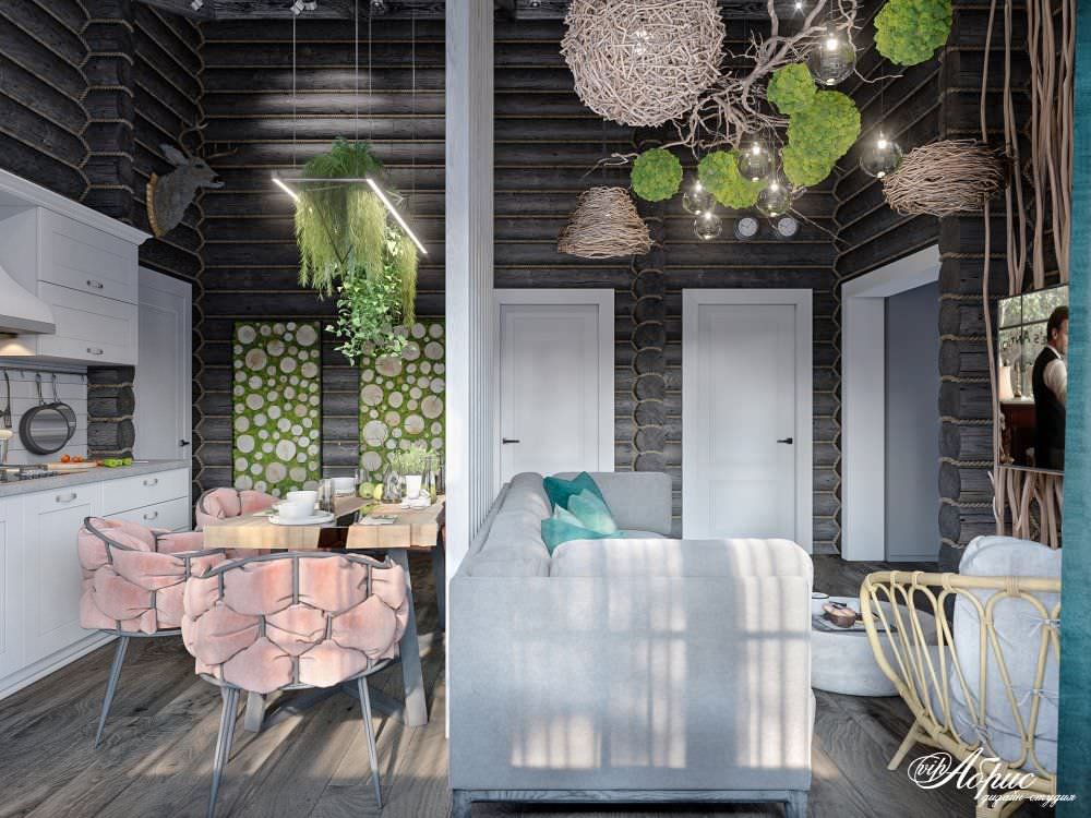 Разработка интерьера под ключ в деревянном доме (д.Красновский бор)