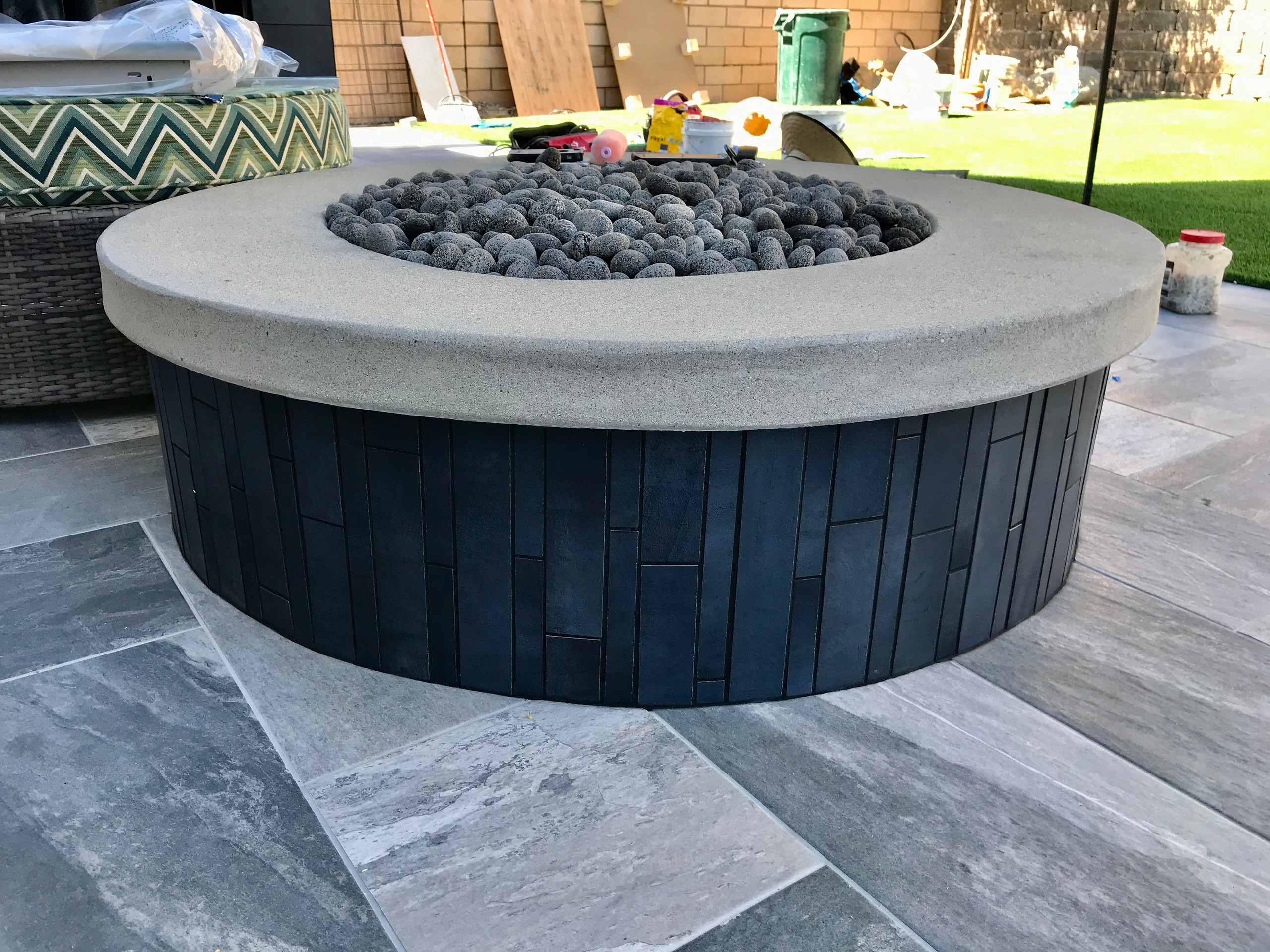 Custom Fire Pit with Concrete Cap in Carmel Valley