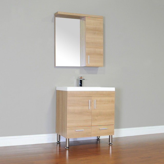 The Modern 30 inch Single Modern Bathroom Vanity in Light Oak without ...