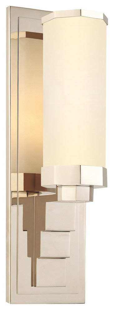 Scala Sconce With Polished Nickel Finish and White Shade