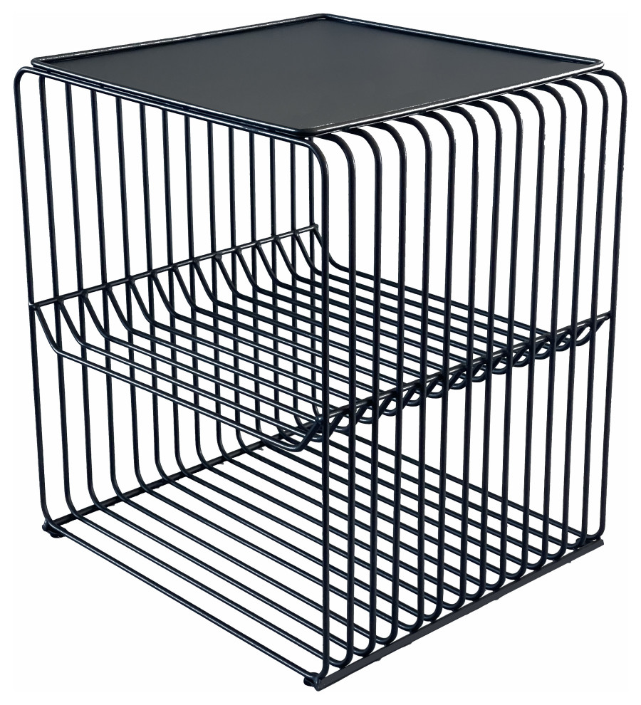 Pangea Home Polly 2Tiered Tall Modern Metal Side Table in Black Industrial Side Tables And