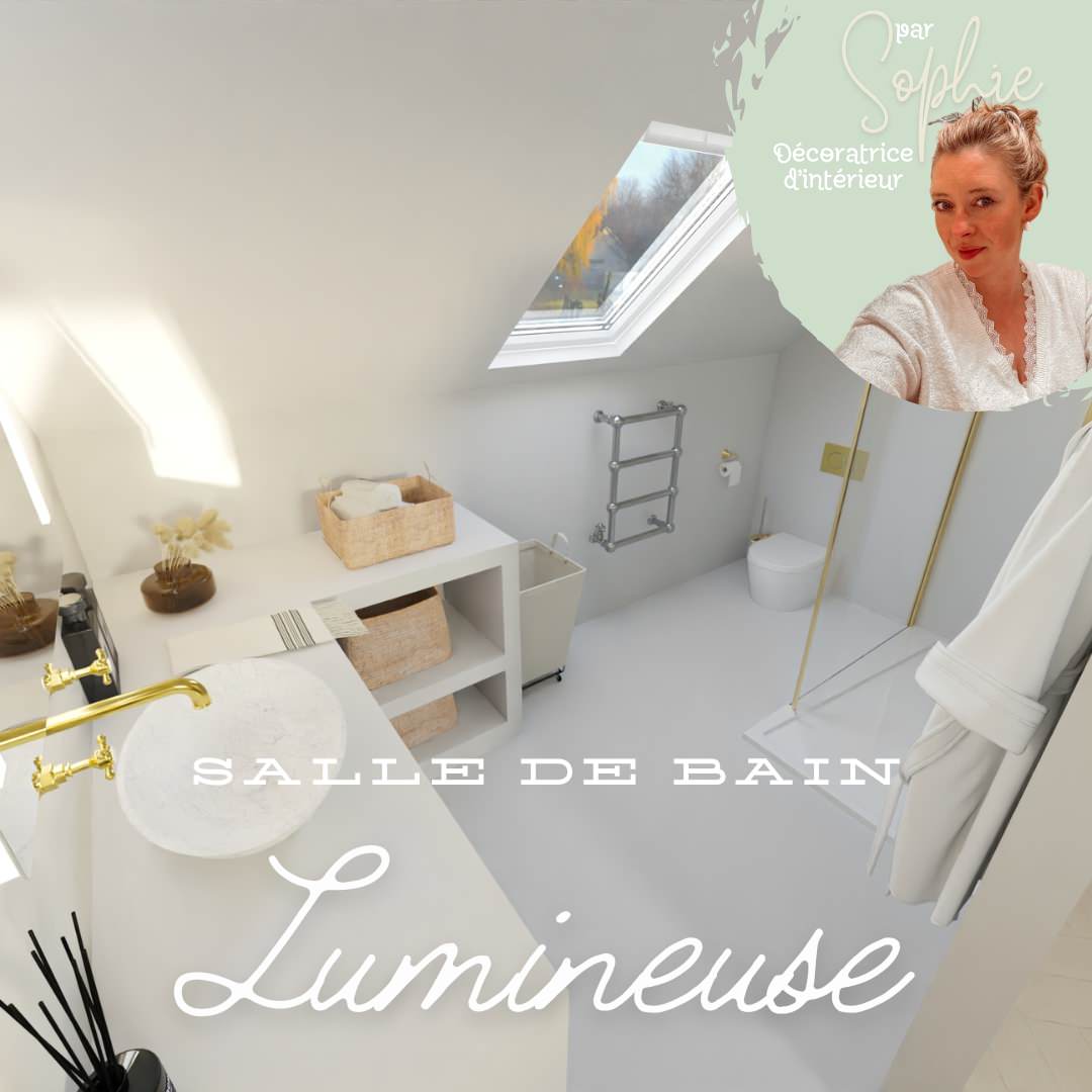 Salle de bain lumineuse par sophie monnet décoratrice d'intérieur puisaye yonne bourgogne france modélisation 3D