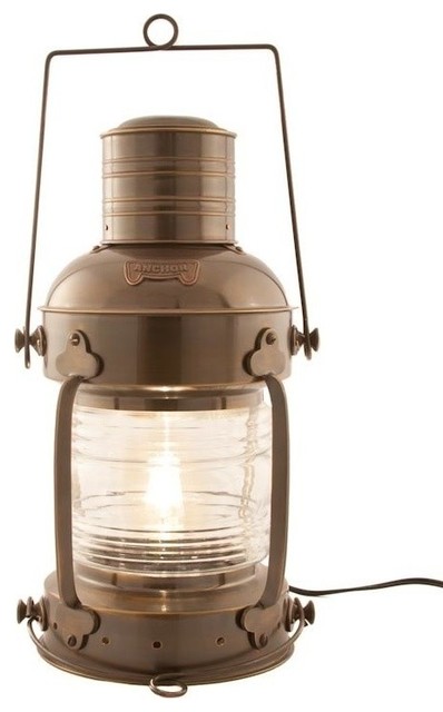 Antique Brass Anchor Electric Lantern 20'', Brass Electric Lantern, Brass Lam