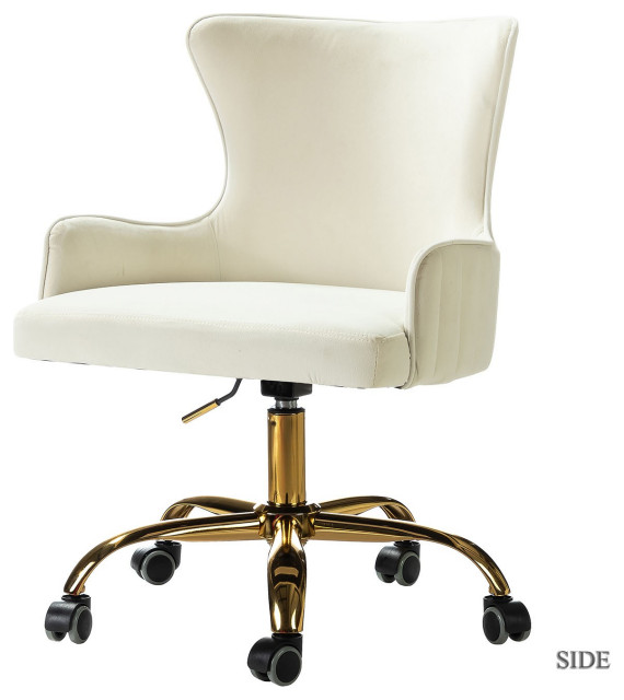 Back Channel Ivory and Gold Rolling Office Chair Contemporary